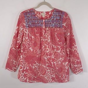 J. Crew Boho Summer Floral Embroidered Lightweight Women’s Size XS Cotton Tunic